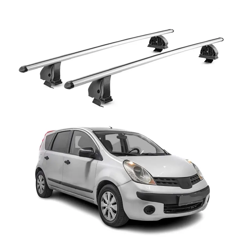 Barres de toit transversales Alu pour Nissan Note I 2006-2013 TÜV 75 kg Gris 2x
