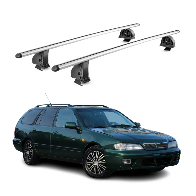 Barres de toit transversales Alu pour Nissan Primera I HB Break 1990-1996 Gris