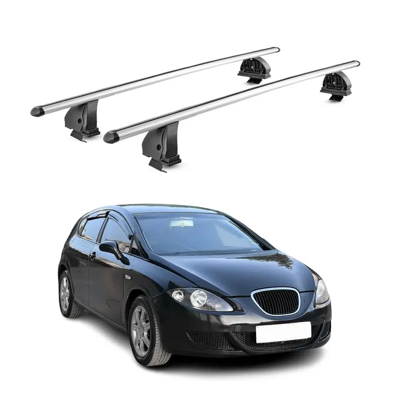 Barres de toit transversales Alu pour Seat Leon II 2005-2012 TÜV 75 kg Gris 2Pcs