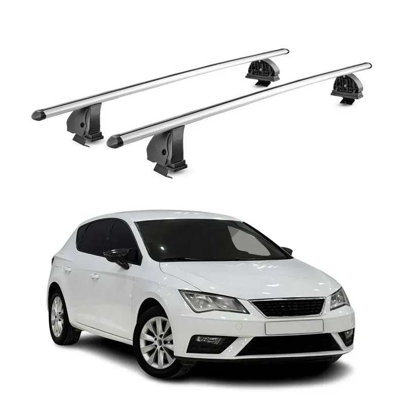 Barres de toit transversales Alu pour Seat Leon III 2012-2020 TÜV 75 kg Gris 2x