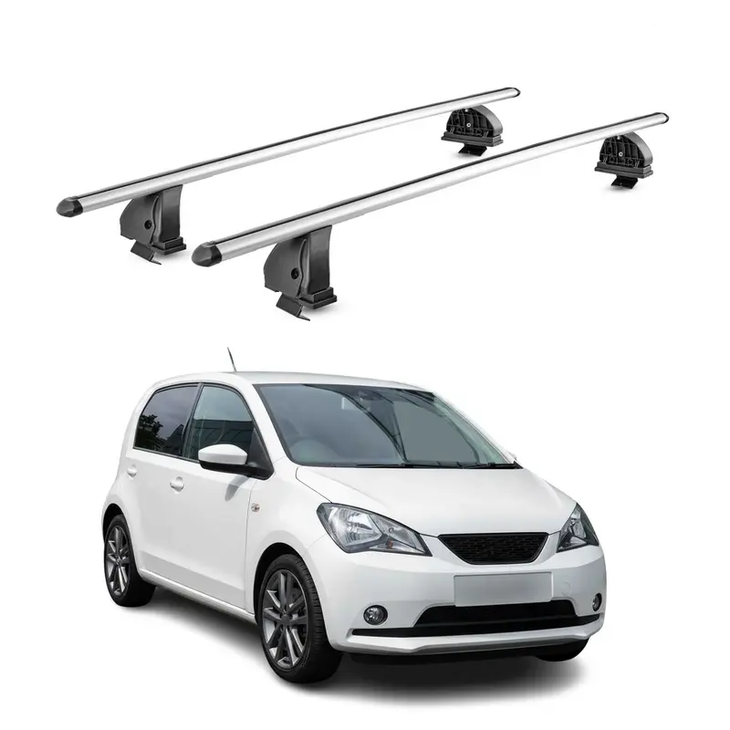 Barres de toit transversales Alu pour Seat Mii 2011-2021 TÜV 75 kg Gris 2Pcs