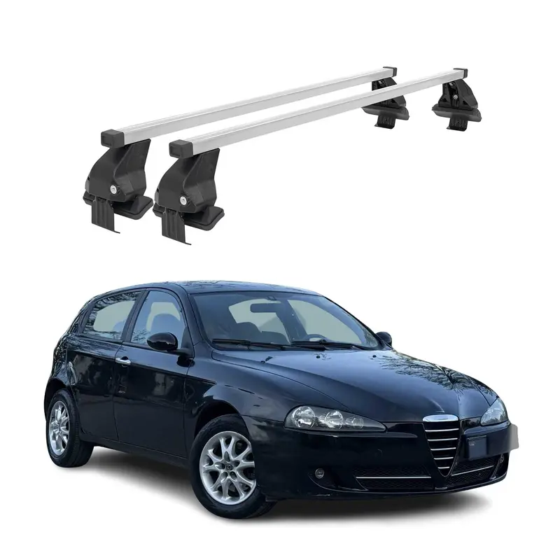 Barres de toit transversales Menabo pour Alfa Romeo 147 3 portes 2000-2010 Gris