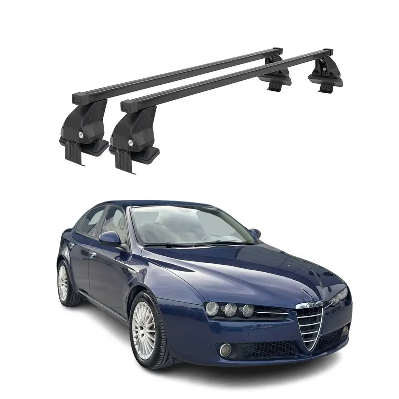 Barres de toit transversales Menabo pour Alfa Romeo 159 Berline 2005-2011 Noir