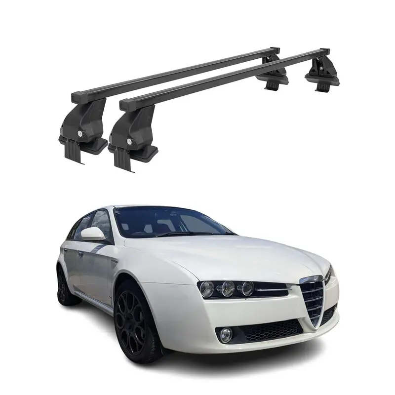 Barres de toit transversales Menabo pour Alfa Romeo 159 Sportwagon 2005-11 Noir