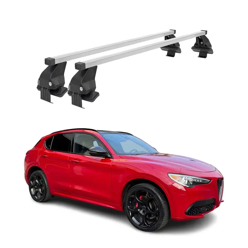 Barres de toit transversales Menabo pour Alfa Romeo Stelvio 2017-2026 Acier Gris