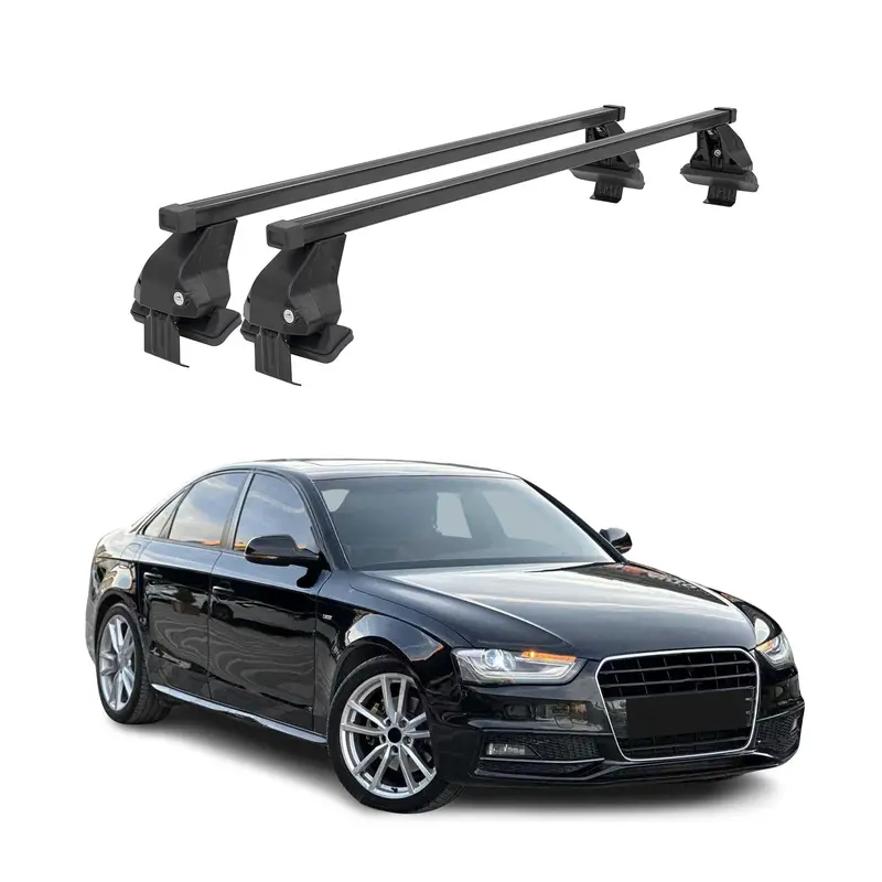 Barres de toit transversales Menabo pour Audi A4 B8 Berline 2009-12 PRE FL Noir