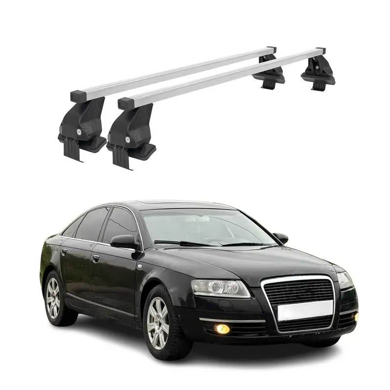 Barres de toit transversales Menabo pour Audi A6 C6 Berline 2004-2011 Acier Gris