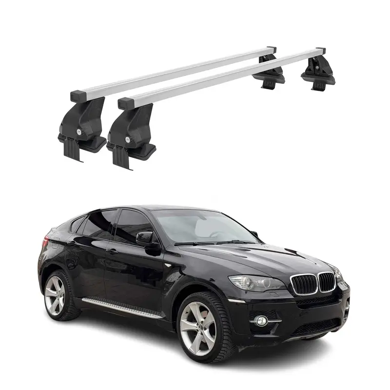 Barres de toit transversales Menabo pour BMW X6 E71 E72 2007-2014 Acier Gris