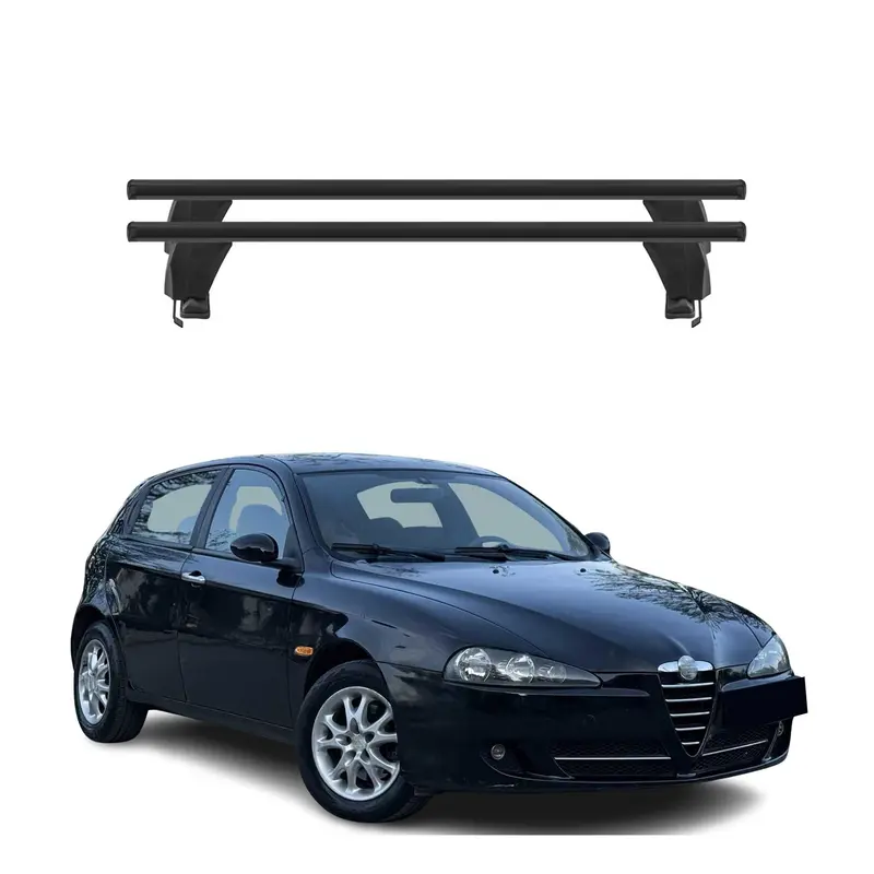 Barres de toit transversales pour Alfa Romeo 147 3Portes 2000-2010 Alu Noir ABE