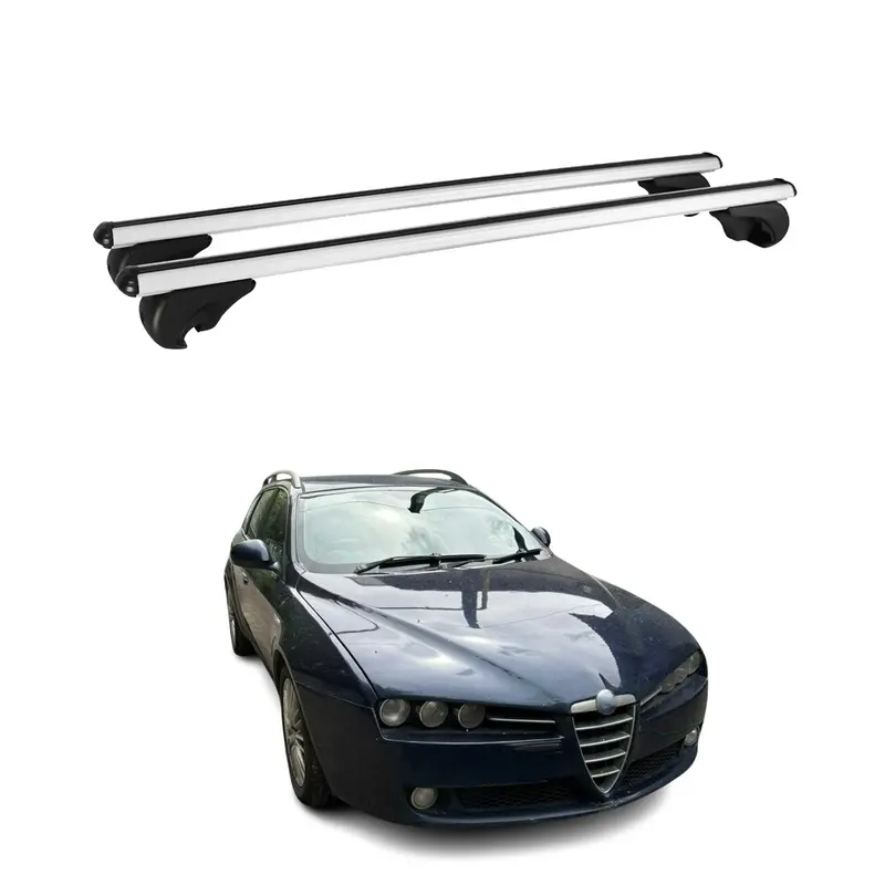 Barres de toit transversales pour Alfa Romeo 159 Sportwagon 2005-2011 Alu Argent