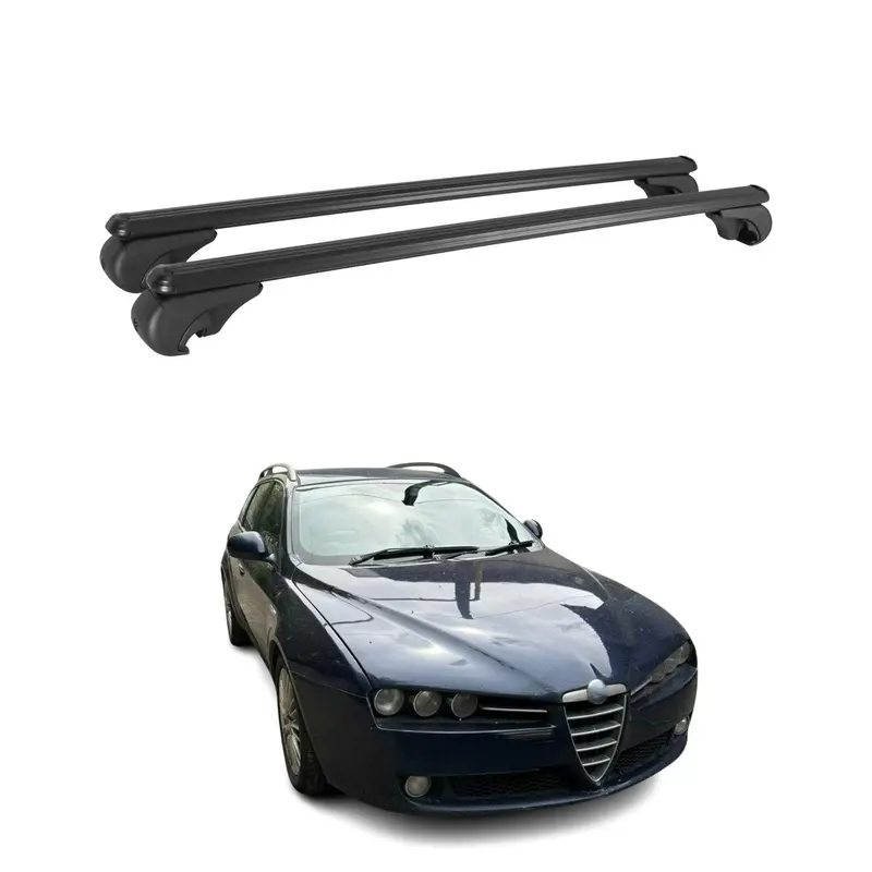 Barres de toit transversales pour Alfa Romeo 159 Sportwagon 2005-2011 Alu Noir