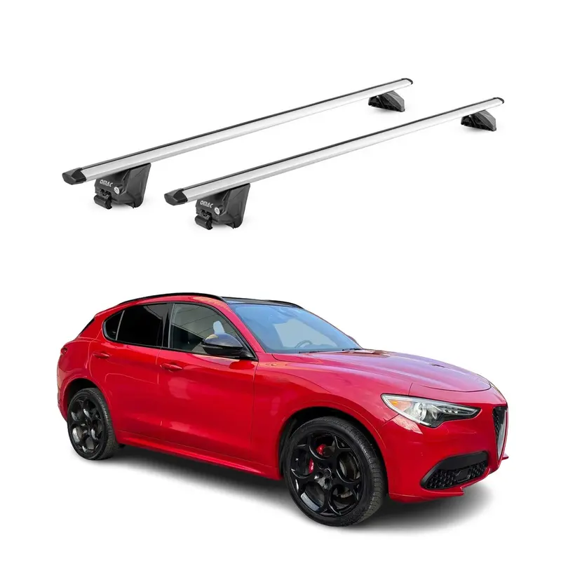 Barres de toit transversales pour Alfa Romeo Stelvio 2017-2026 Alu Gris 2 ABE