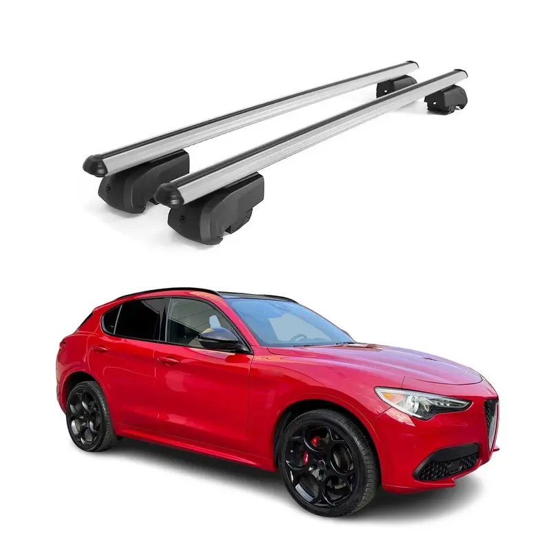 Barres de toit transversales pour Alfa Romeo Stelvio 2017-2026 Alu Gris 2Pcs