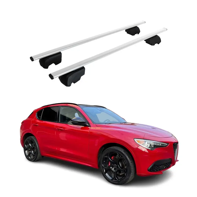 Barres de toit transversales pour Alfa Romeo Stelvio 2017-2026 Fer Argent