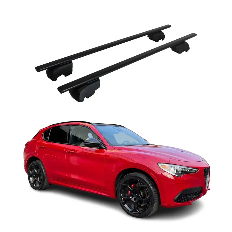 Barres de toit transversales pour Alfa Romeo Stelvio 2017-2026 Fer Noir 2Pcs