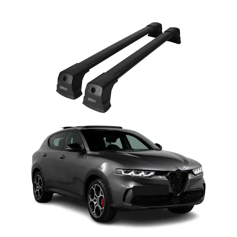 Barres de toit transversales pour Alfa Romeo Tonale 2022-2026 Aluminium Noir 2x