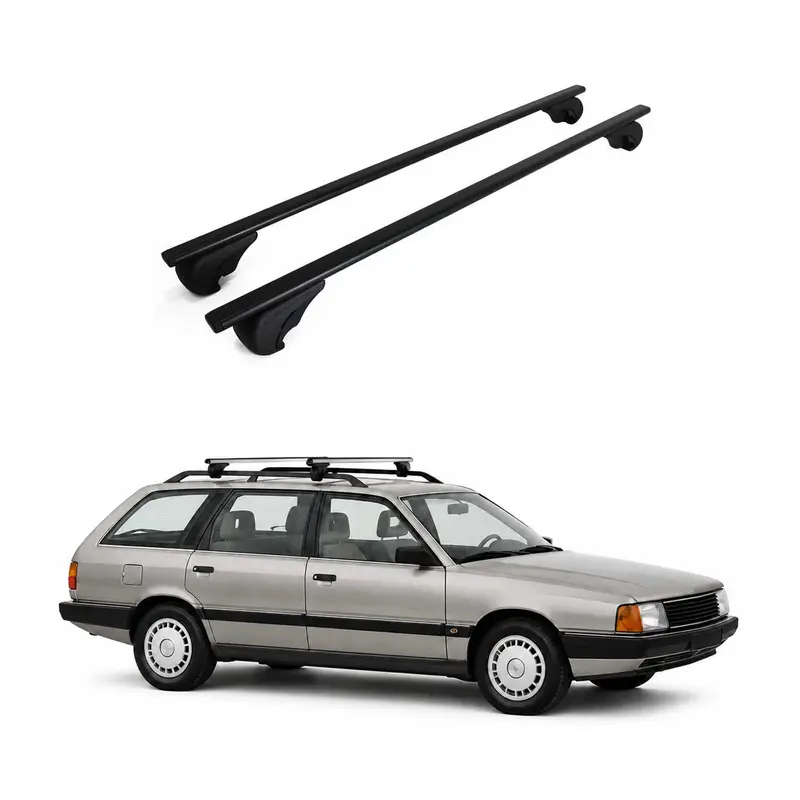 Barres de toit Transversales pour Audi 100 Avant 1983-1991 Fer Noir 2Pcs