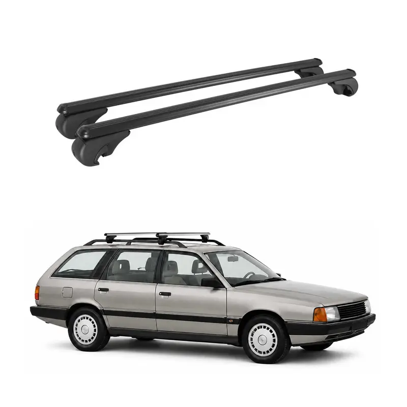 Barres de toit Transversales pour Audi 100 Avant 1983-1991 TÜV Aluminium Noir 2x