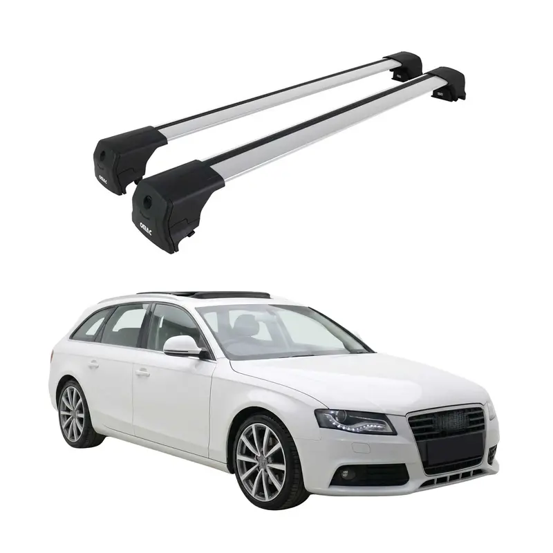 Barres De Toit Transversales pour Audi A4 B8 Break 2008-2015 Aluminium Gris 2Pcs