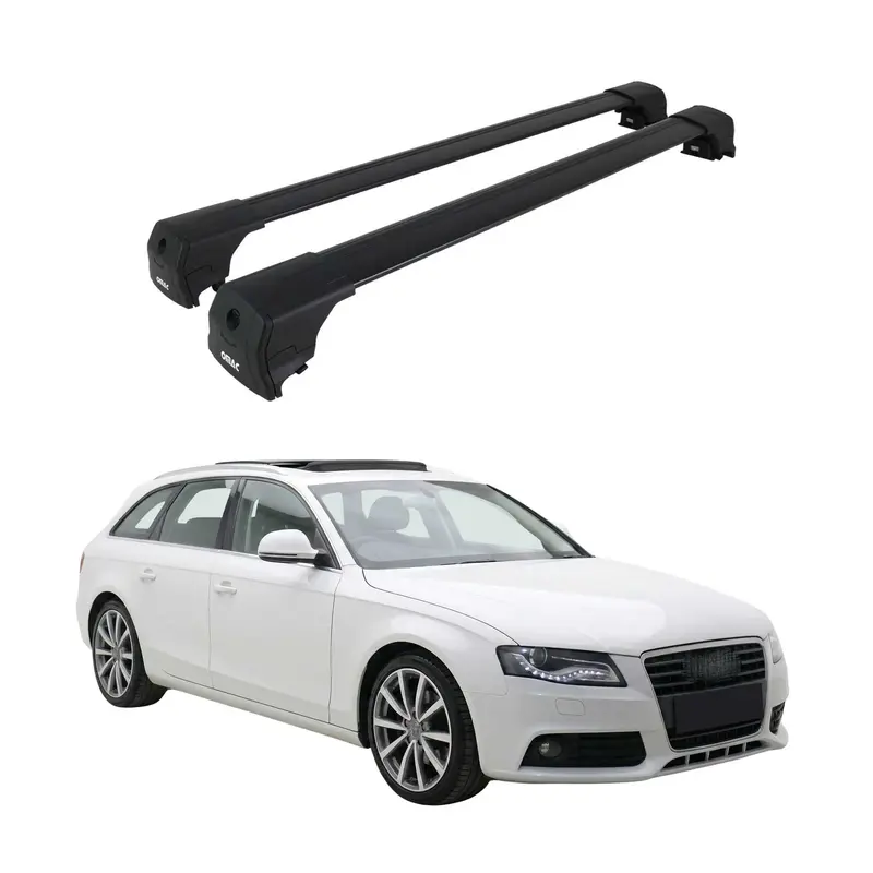 Barres De Toit Transversales pour Audi A4 B8 Break 2008-2015 Aluminium Noir 2Pcs