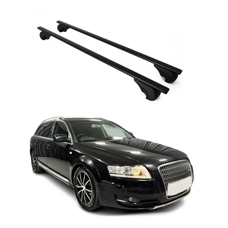 Barres de toit transversales pour Audi A6 C6 Allroad 2006-2011 Acier Noir 2x