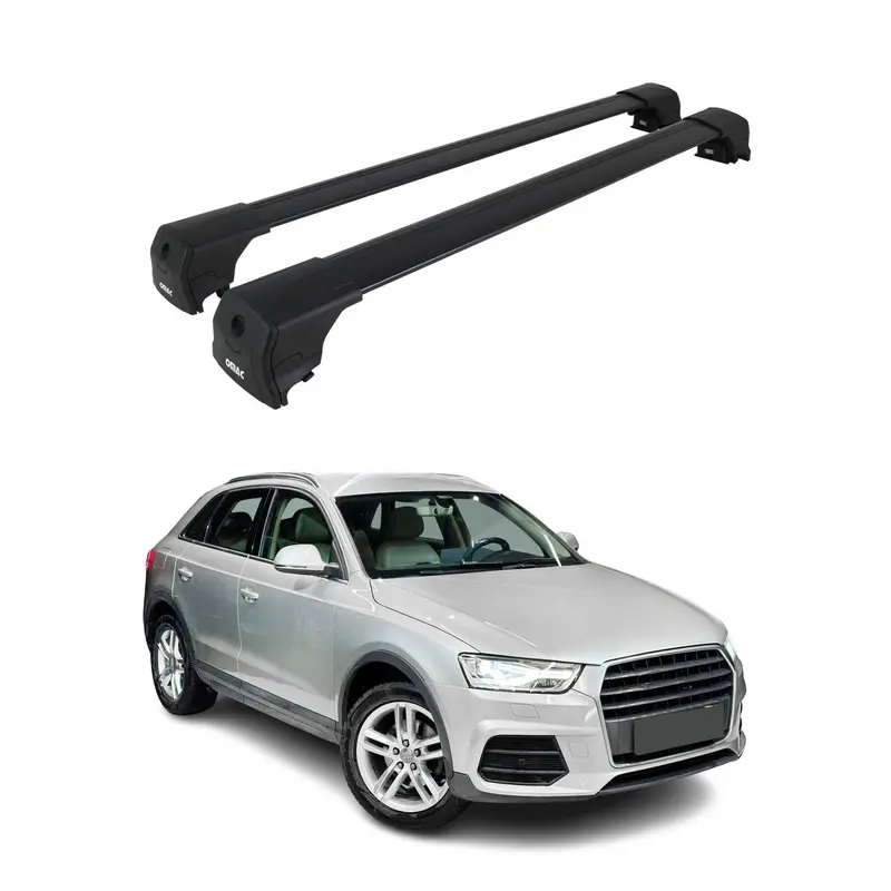 Barres de toit transversales pour Audi Q3 2011-2018 Aluminium Noir ABE