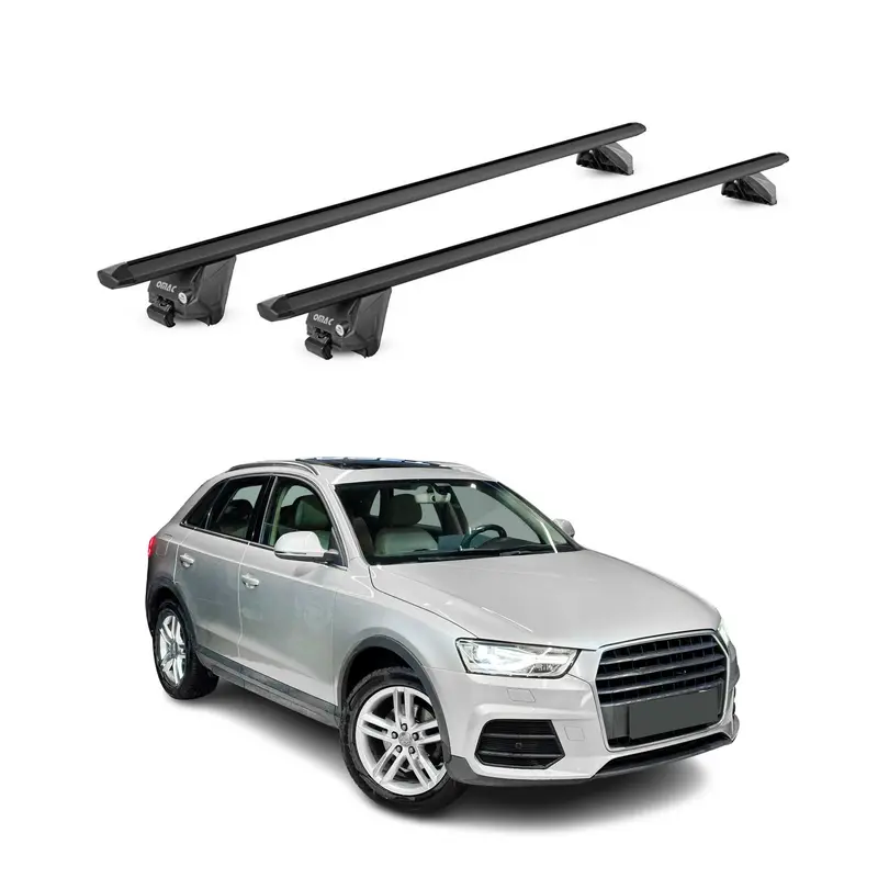 Barres de toit transversales pour Audi Q3 8U 2011-2018 Alu Noir 2 pièces ABE