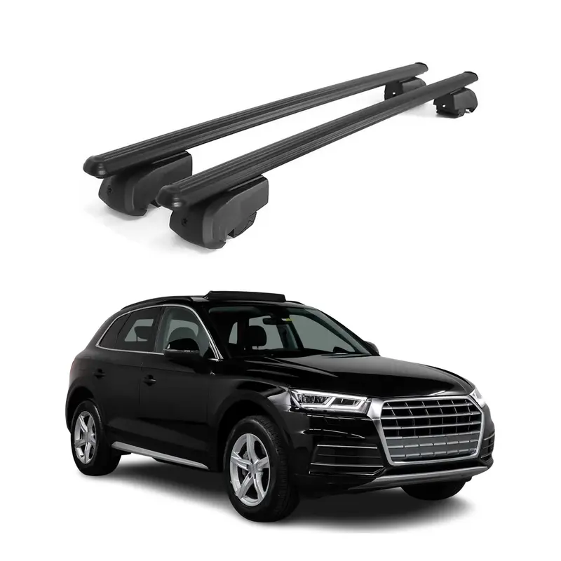 Barres de toit transversales pour Audi Q5 FY 2017-2025 Alu Noir 2x