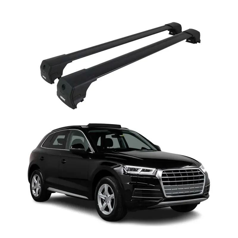 Barres de toit transversales pour Audi Q5 FY 2017-2025 Aluminium Noir ABE 2x