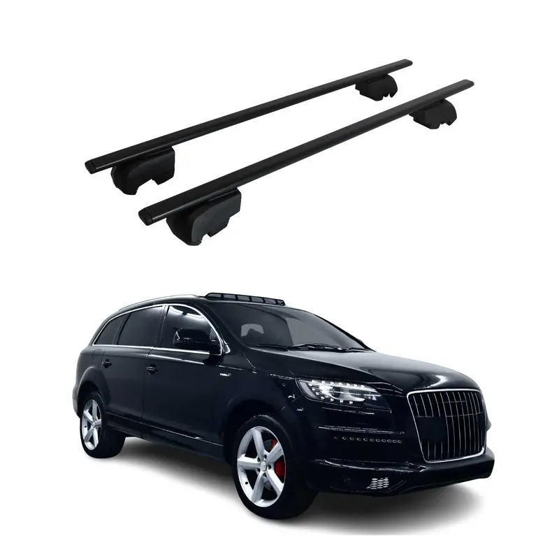 Barres de toit Transversales pour Audi Q7 2006-2015 ABE Acier Noir 2x