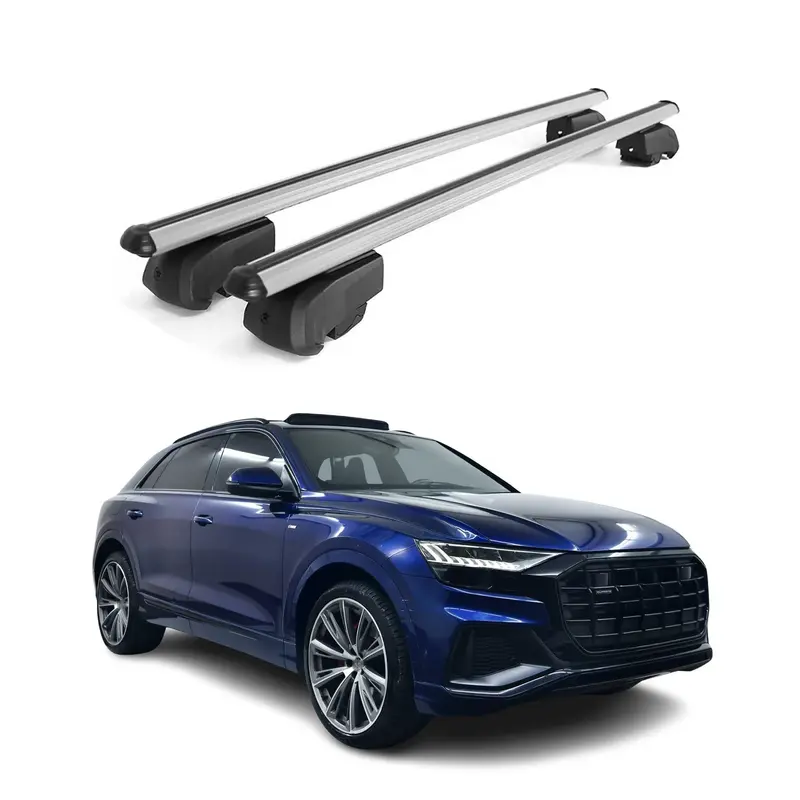Barres de toit Transversales pour Audi Q8 2018-2026 Aluminium Gris ABE