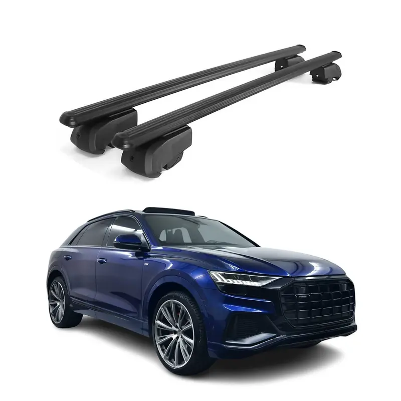 Barres de toit Transversales pour Audi Q8 2018-2026 Aluminium Noir ABE