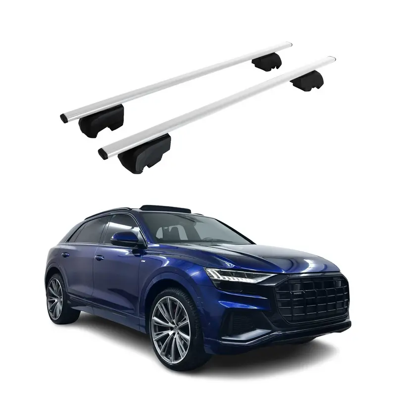 Barres de toit Transversales pour Audi Q8 4M 2018-2026 Fer Gris ABE 2x