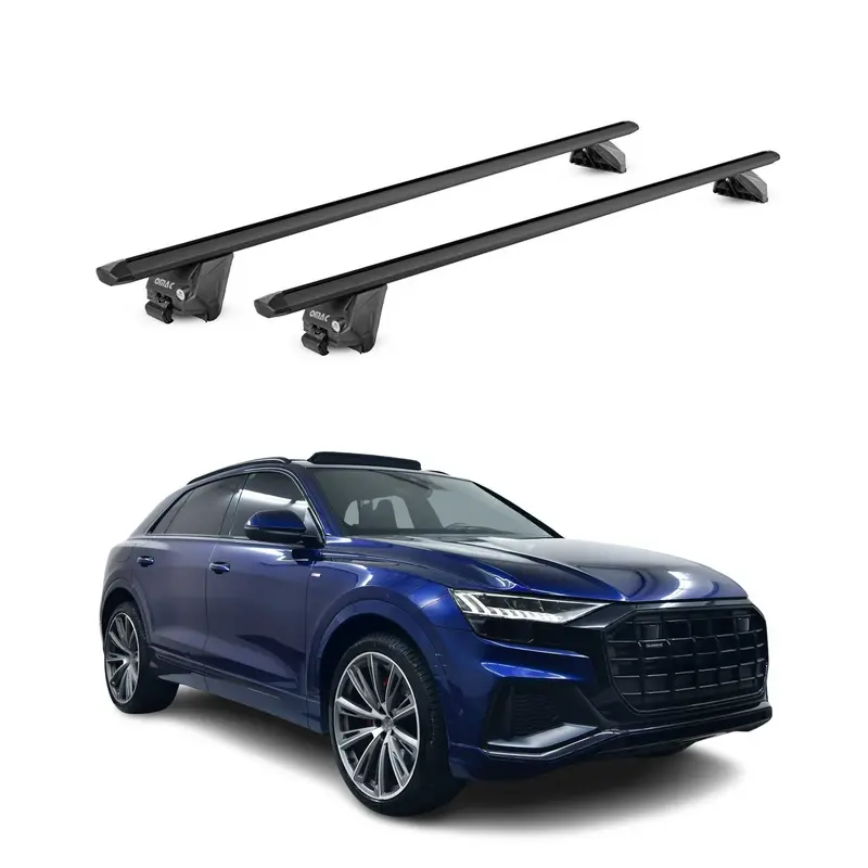Barres de toit transversales pour Audi Q8 F1 2018-2026 Alu Noir 2 pièces ABE