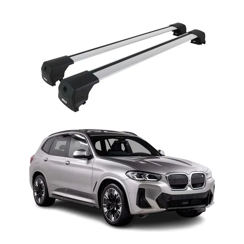 Barres de toit transversales pour BMW iX3 G08 2020-2025 Alu Gris ABE