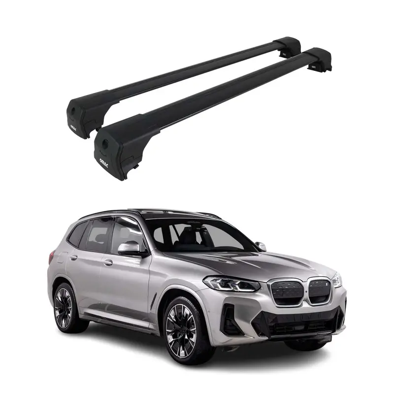 Barres de toit transversales pour BMW iX3 G08 2020-2025 Alu Noir ABE