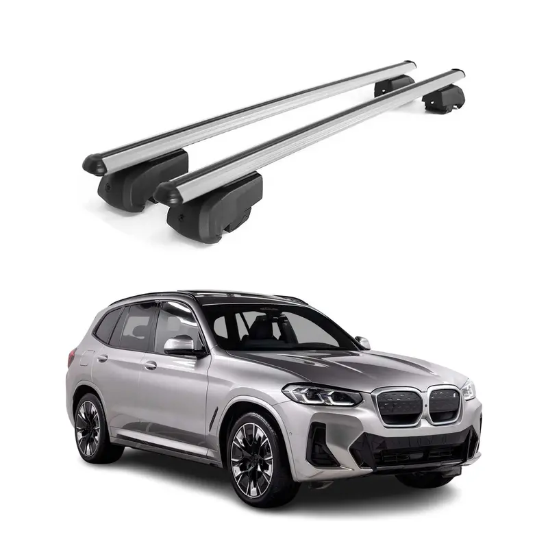 Barres de toit transversales pour BMW IX3 G08 2020-2025 Aluminium Gris 2Pcs