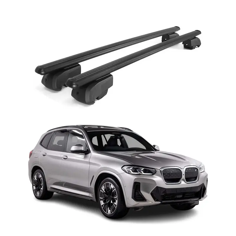 Barres de toit transversales pour BMW IX3 G08 2020-2025 Aluminium Noir 2Pcs