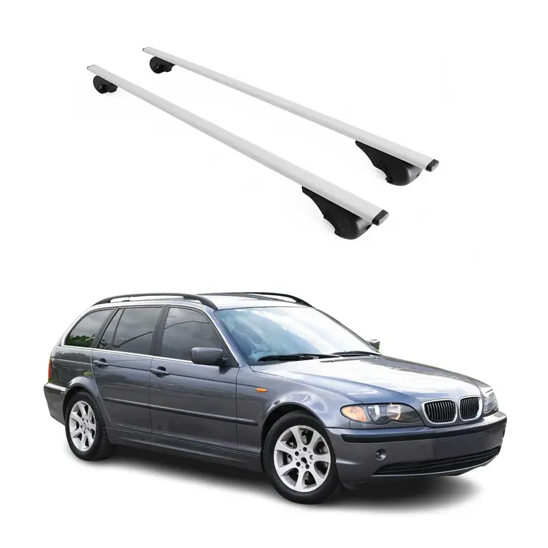Barres de toit transversales pour BMW Série 3 E46 Break 1999-2007 Acier Argent