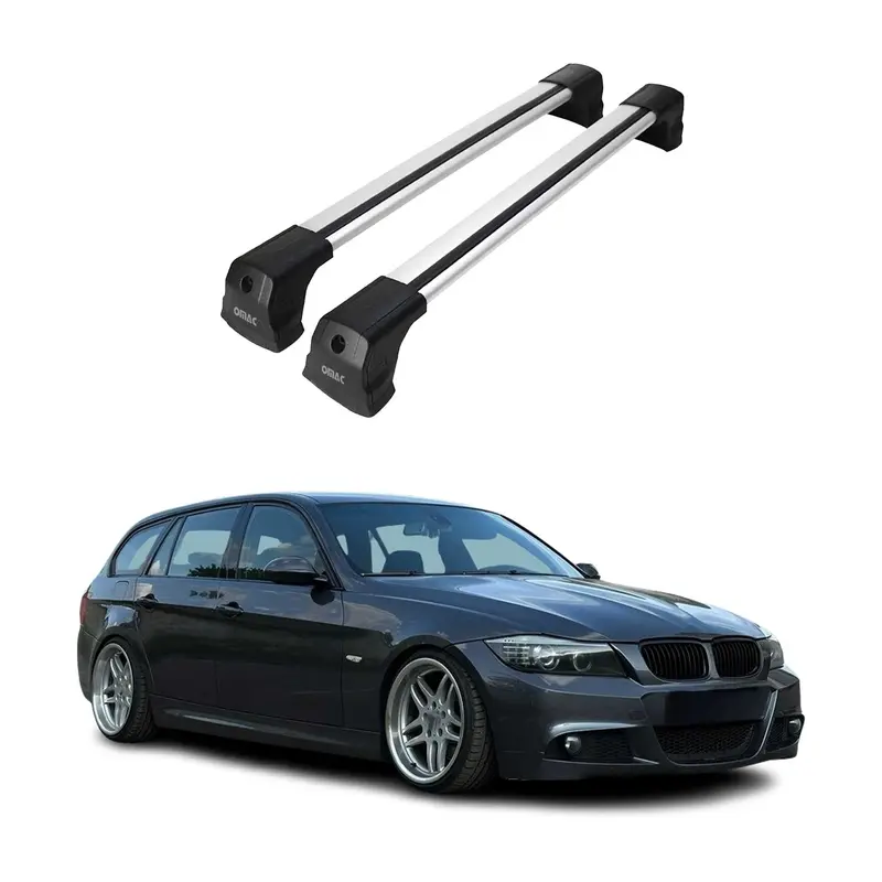 Barres de toit transversales pour BMW Série 3 E90 E91 2004-2012 Aluminium Gris