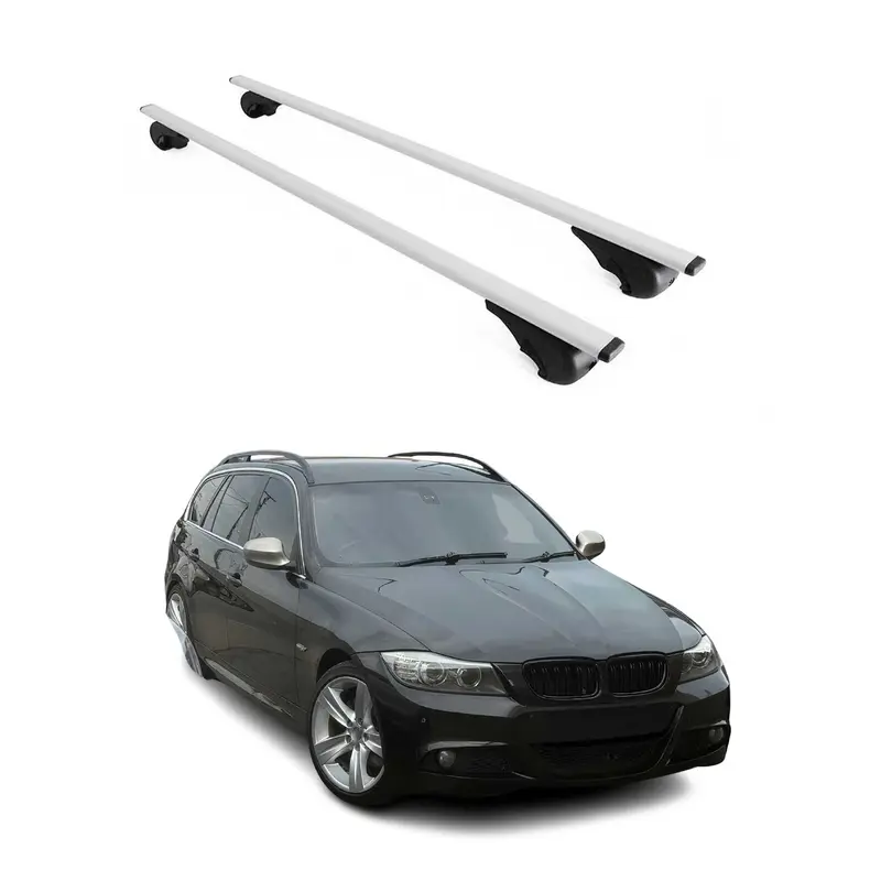 Barres de toit transversales pour BMW Série 3 E91 Break 2004-2012 Acier Argent