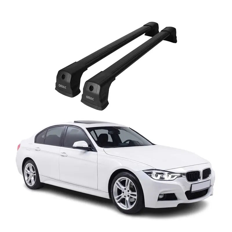 Barres de toit transversales pour BMW Série 3 F30 Berline 2012-19 Aluminium Noir