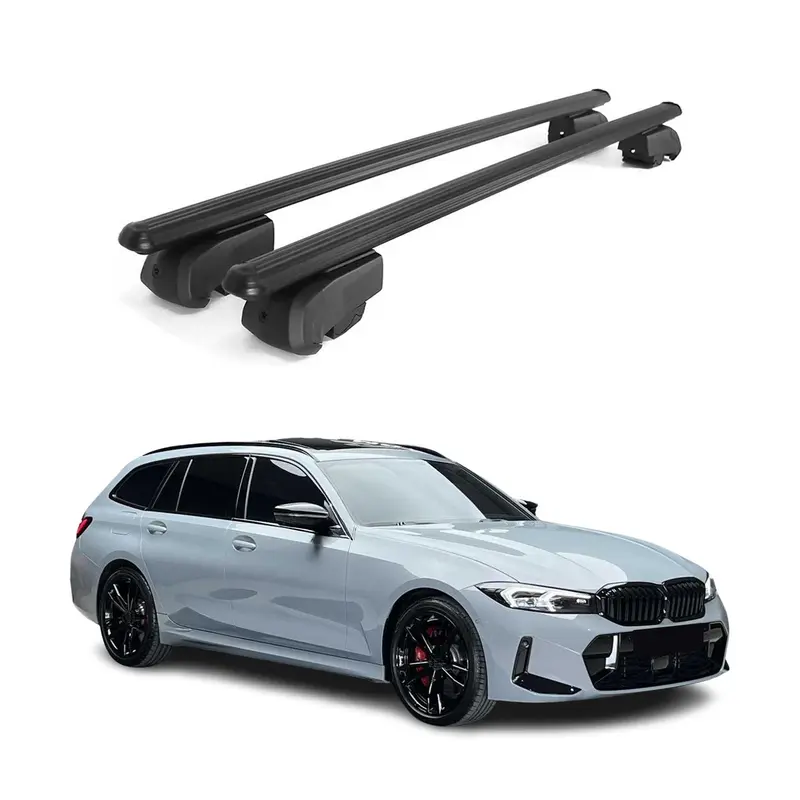 Barres de toit transversales pour BMW Série 3 G21 Break 2019-2024 2Pcs Alu Noir