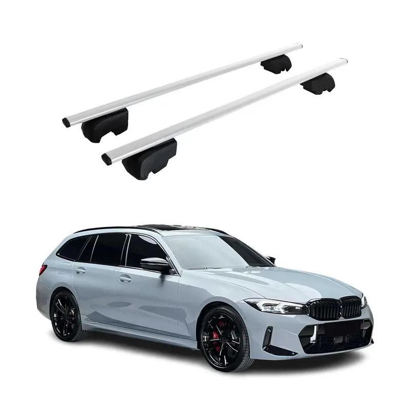 Barres de toit transversales pour BMW Série 3 G21 Break 2019-2024 Acier Argent