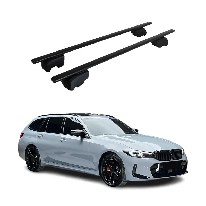 Barres de toit transversales pour BMW Série 3 G21 Break 2019-2024 Acier Noir 2x