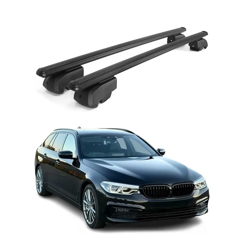 Barres de toit transversales pour BMW Série 5 G31 Break 2017-2023 2x Alu Noir