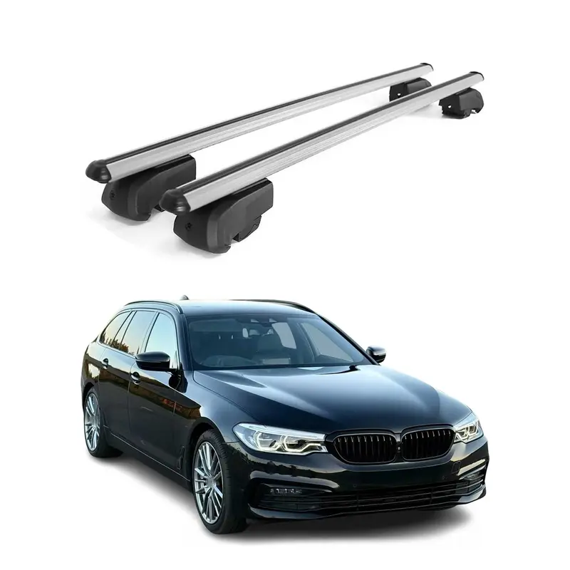Barres de toit transversales pour BMW Série 5 G31 Break 2017-2023 Gris Aluminium