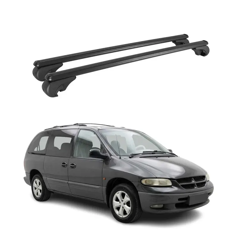 Barres de toit Transversales pour Chrysler Voyager 1996-2000 TÜV Alu Noir 2Pcs