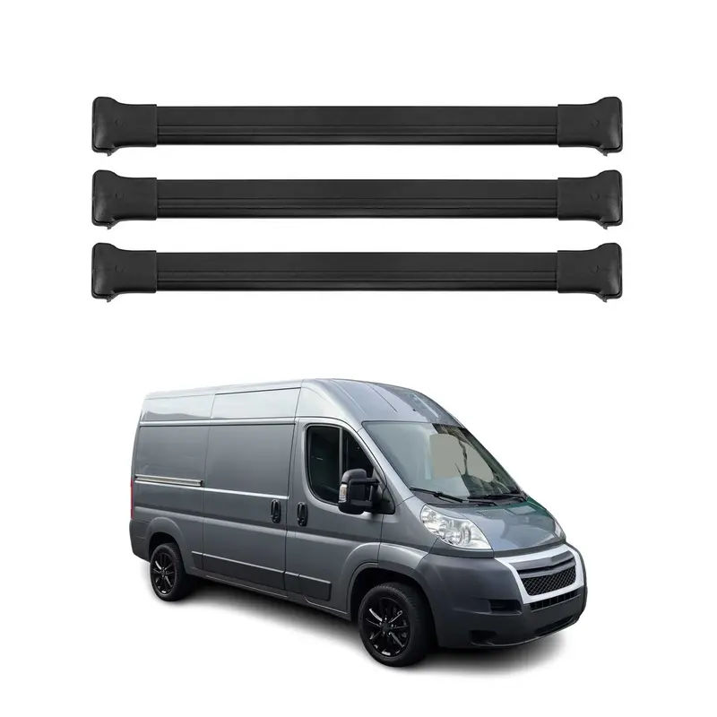 Barres de toit transversales pour Citroen Jumper 2007-2024 Aluminium Noir 3Pcs