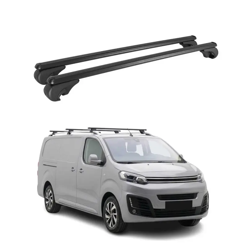 Barres de toit Transversales pour Citroen Jumpy 2016-2026 TÜV Aluminium Noir 2x